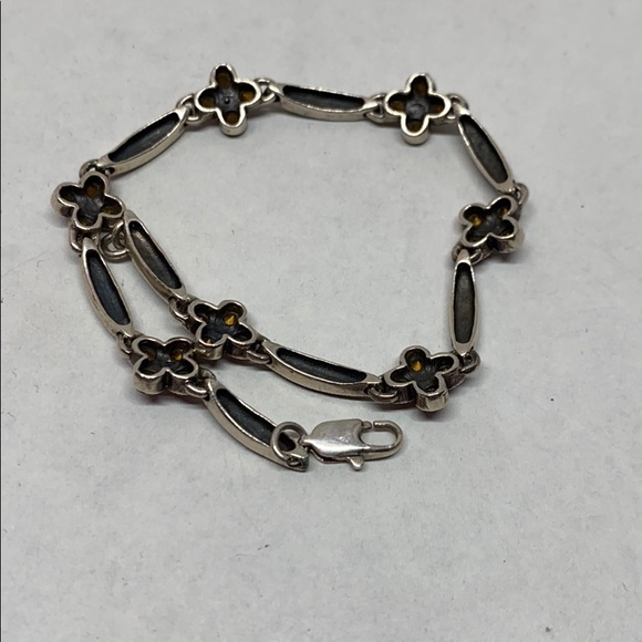 Marcasite and synthetic amethyst 925 bracelet - Picture 7 of 8